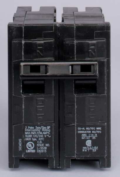 Miniature Circuit Breaker, 25 A, 120/240V AC, 2 Pole, Plug In Mounting Style, Q Series