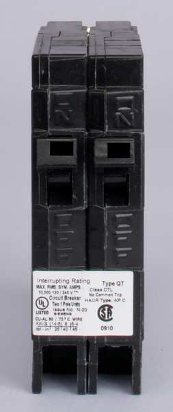 Miniature Circuit Breaker, 15/15 A, 120V AC, 1 Pole, Plug In Mounting Style, Q Series
