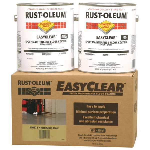 1 gal Containers, Partial Fill Activator 40 fl oz; Base 80 fl oz Floor Coating, High Gloss Finish