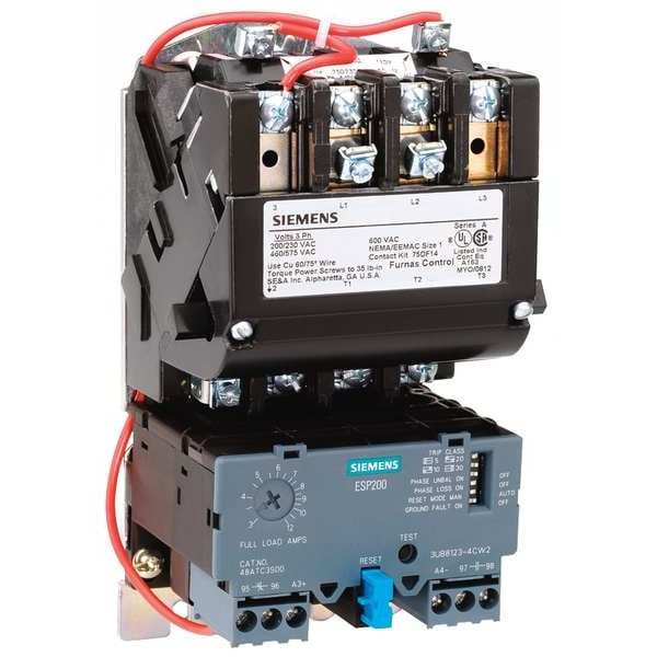 Nonreversing NEMA Magnetic Motor Starter, No Enclosure NEMA Rating, 480V AC, 3 Poles, 1NO
