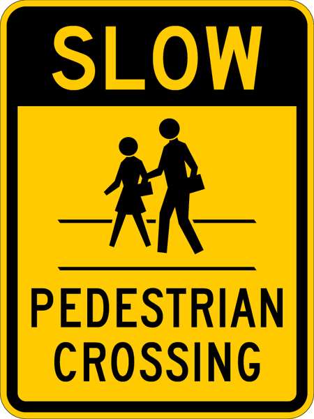 Pedestrian Crossing Traffic Sign, 24 in H, 18 in W, Aluminum, Vertical Rectangle, TR-037-18HA