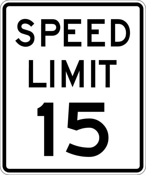 Speed Limit 15 Traffic Sign, 24 in H, 18 in W, Aluminum, Vertical Rectangle, R2-1-15-18DA