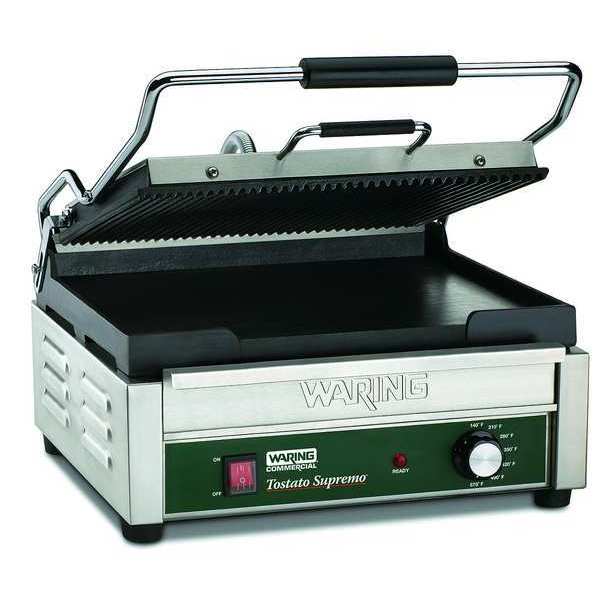 Ribbed Top Plate, Flat Bottom Plate Panini Grill 17 1/2