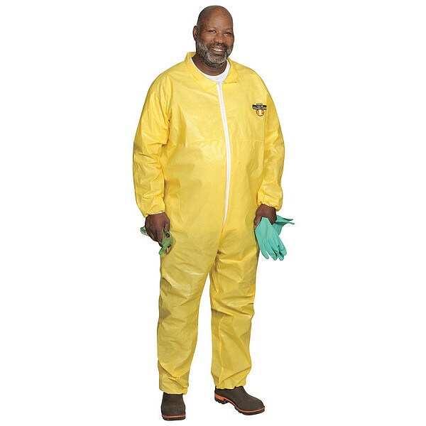 Collared Chemical Resistant Coveralls, Yellow, Zipper