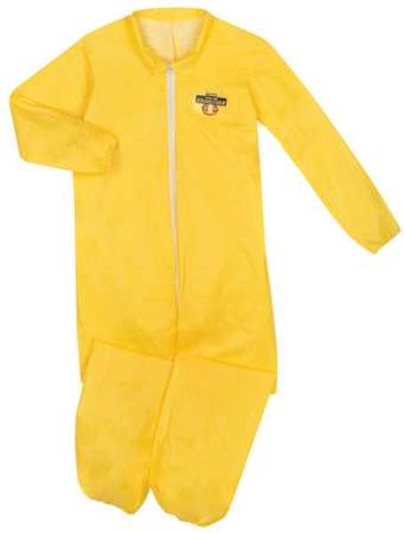 Collared Chemical Resistant Coveralls, Yellow, Zipper