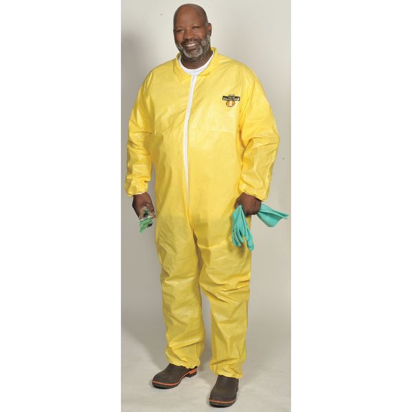 Collared Chemical Resistant Coveralls, Yellow, Zipper