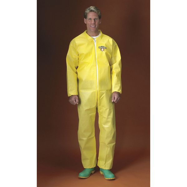 Collared Chemical Resistant Coveralls, Yellow, Zipper
