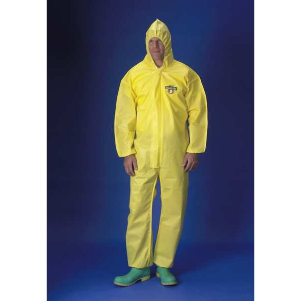 Hooded Chemical Resistant Coveralls, Yellow, Zipper