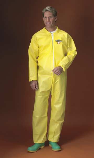 Collared Chemical Resistant Coveralls, Yellow, Zipper