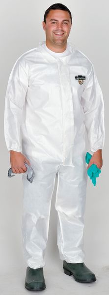 Collared Chemical Resistant Coveralls, White, Zipper