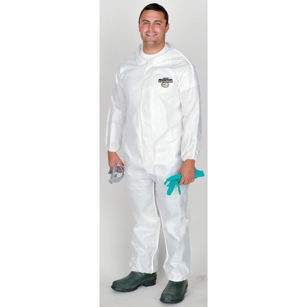 Collared Chemical Resistant Coveralls, White, Zipper