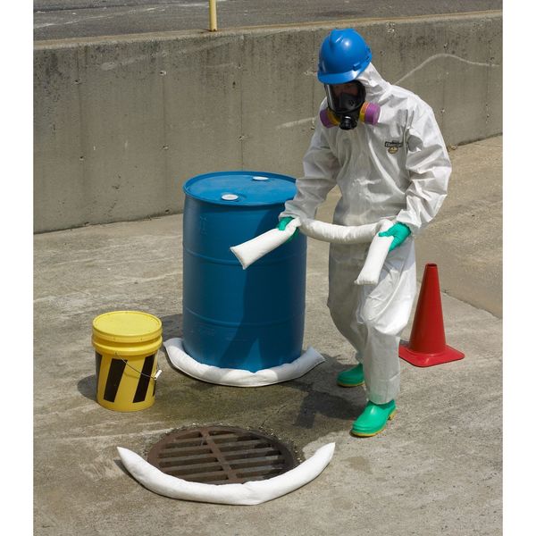 Hooded Chemical Resistant Coveralls, White, Zipper