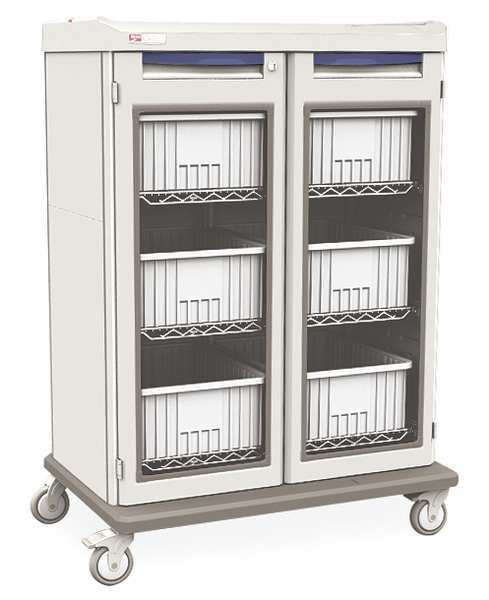 Medical IV Cart, Taupe, w/6 Tote Boxes