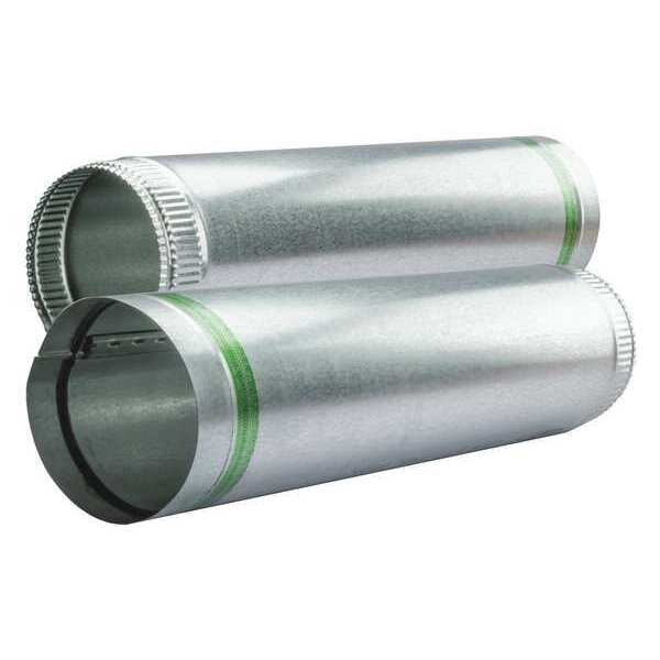 Round Snap Lock Pipe, 14 in Duct Dia, Galvanized Steel, 24 GA, 60