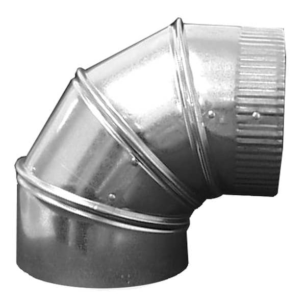 Round 90 Degree Elbow, 12 in Duct Dia, Galvanized Steel, 24 GA, 15 in W, 16