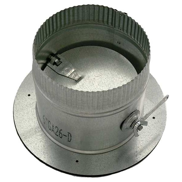 Collar W/Damper, 14 in Duct Dia, Galvanized Steel, 26 GA, 16 in W x