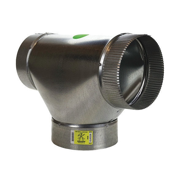 Round Tee, 4 in Duct Dia, Galvanized Steel, 26 GA, 4 in W, 10-1/2