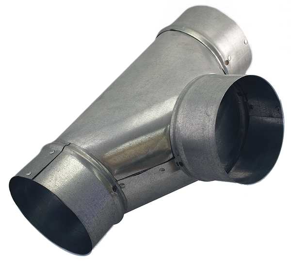 Round Tee, 9 in Duct Dia, Galvanized Steel, 24 GA, 16 3/4 in W, 16-3/4