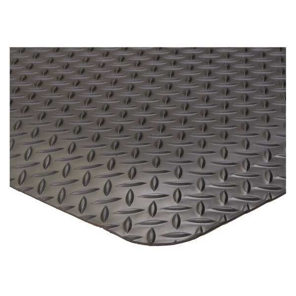 Antifatigue Mat, Black, 3 ft. L x 2 ft. W, Vinyl; Vinyl Foam, Diamond Plate Surface Pattern
