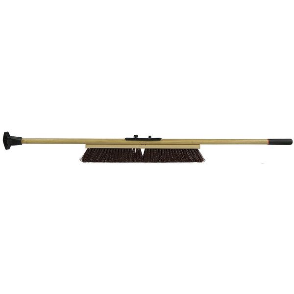 24 in Sweep Face Push Broom, Stiff, Synthetic, Maroon, 60 in L Handle
