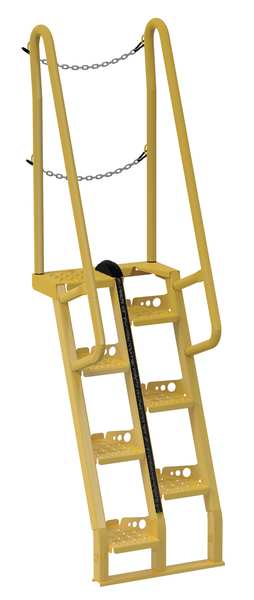 90 in Alternating Tread Stairs, Steel, 7 Steps, 350 lb Load Capacity