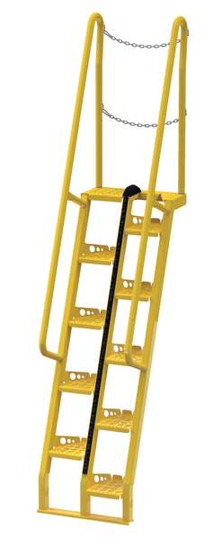 113 3/4 in Alternating Tread Stairs, Steel, 10 Steps, Baked-In Powder Coated Finish