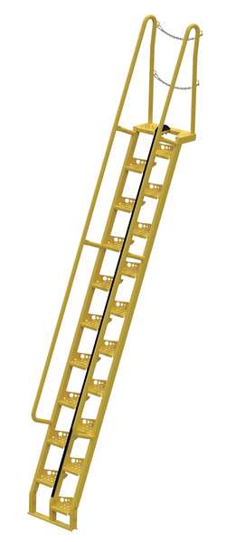 185 5/8 in Alternating Tread Stairs, Steel, 20 Steps, Baked-In Powder Coated Finish
