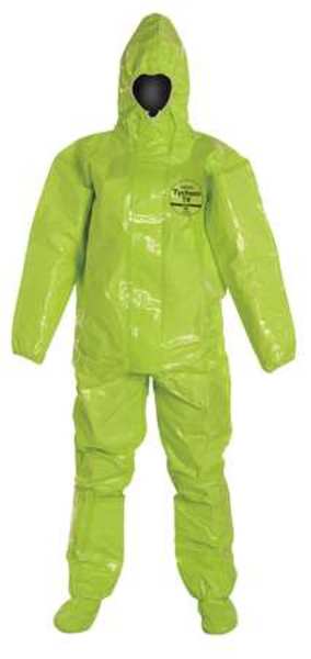 Tychem 10000 Hooded Coverall, Lime Yellow, Boots, XL, PK2
