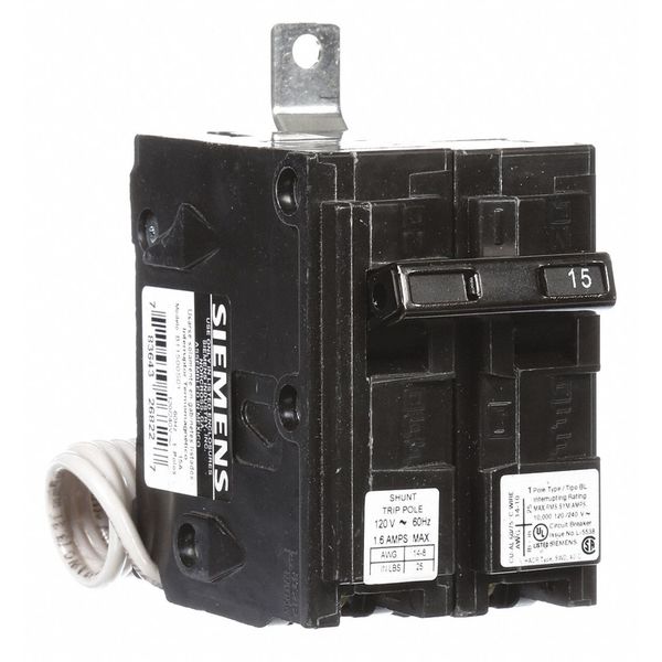 Miniature Circuit Breaker, 15 A, 120/240V AC, 1 Pole, Bolt On Mounting Style, BL Series