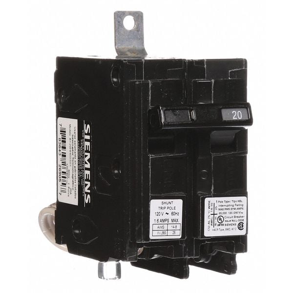 Miniature Circuit Breaker, 20 A, 120/240V AC, 1 Pole, Bolt On Mounting Style, BL Series