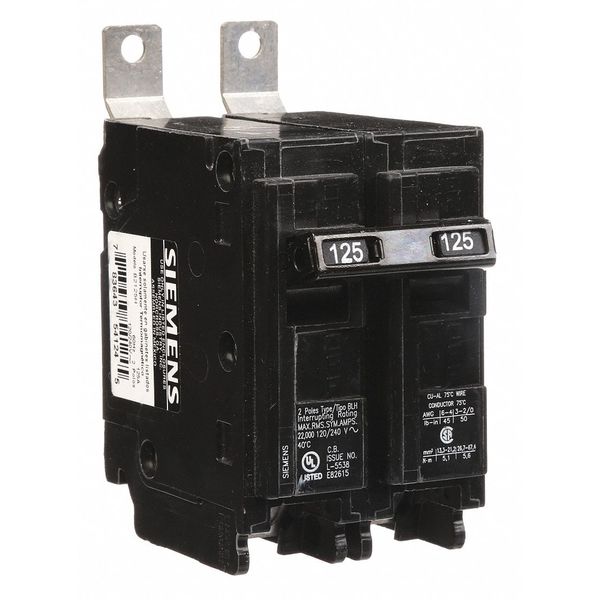 Miniature Circuit Breaker, 125 A, 120/240V AC, 2 Pole, Bolt On Mounting Style, BL Series