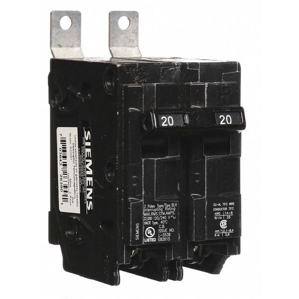 Miniature Circuit Breaker, 20 A, 120/240V AC, 2 Pole, Bolt On Mounting Style, BL Series