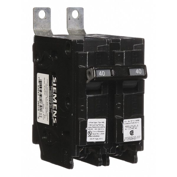 Miniature Circuit Breaker, 40 A, 120/240V AC, 2 Pole, Bolt On Mounting Style, BL Series