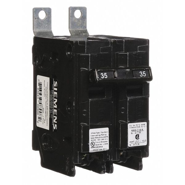 Miniature Circuit Breaker, 35 A, 120/240V AC, 2 Pole, Bolt On Mounting Style, BL Series