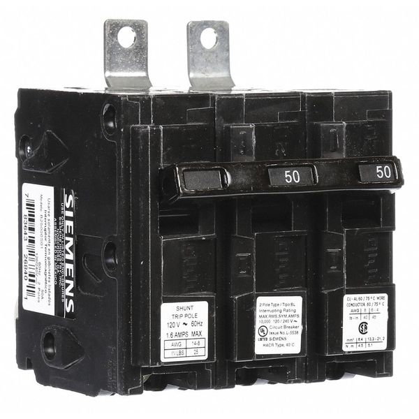 Miniature Circuit Breaker, 50 A, 120/240V AC, 2 Pole, Bolt On Mounting Style, BL Series