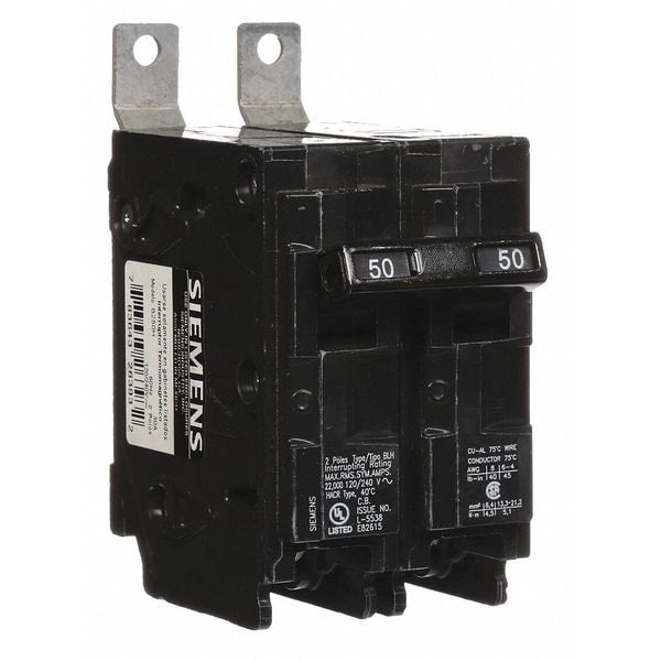 Miniature Circuit Breaker, 50 A, 120/240V AC, 2 Pole, Bolt On Mounting Style, BL Series