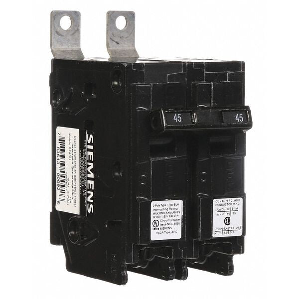 Miniature Circuit Breaker, 45 A, 120/240V AC, 2 Pole, Bolt On Mounting Style, BL Series