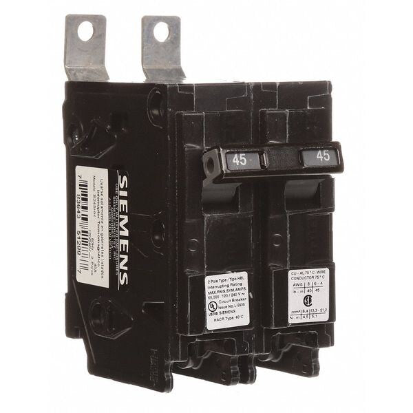 Miniature Circuit Breaker, 45 A, 120/240V AC, 2 Pole, Bolt On Mounting Style, BL Series