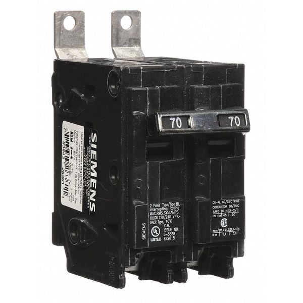 Miniature Circuit Breaker, 70 A, 120/240V AC, 2 Pole, Bolt On Mounting Style, BL Series