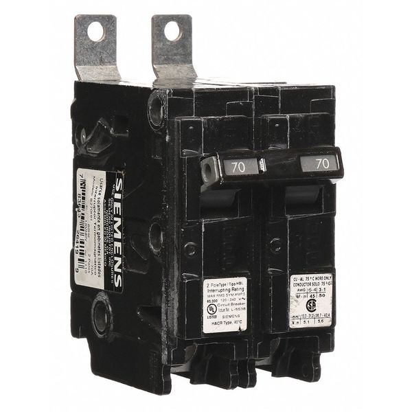 Miniature Circuit Breaker, 70 A, 120/240V AC, 2 Pole, Bolt On Mounting Style, BL Series