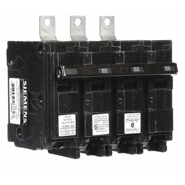 Miniature Circuit Breaker, 100 A, 120/240V AC, 3 Pole, Bolt On Mounting Style, BL Series