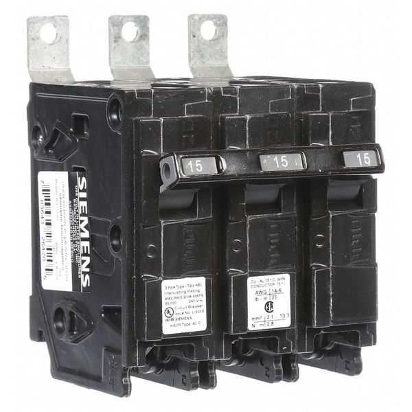 Miniature Circuit Breaker, 15 A, 240V AC, 3 Pole, Bolt On Mounting Style, BL Series