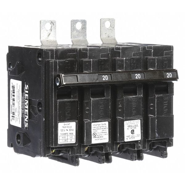 Miniature Circuit Breaker, 20 A, 120/240V AC, 3 Pole, Bolt On Mounting Style, BL Series