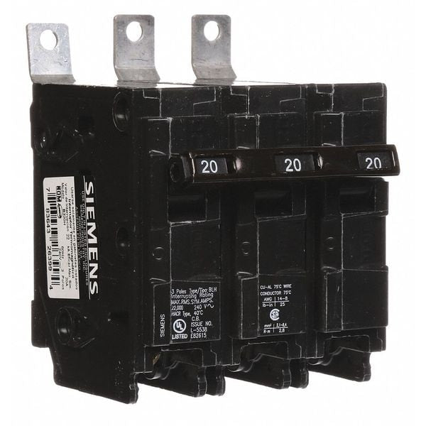 Miniature Circuit Breaker, 20 A, 240V AC, 3 Pole, Bolt On Mounting Style, BL Series