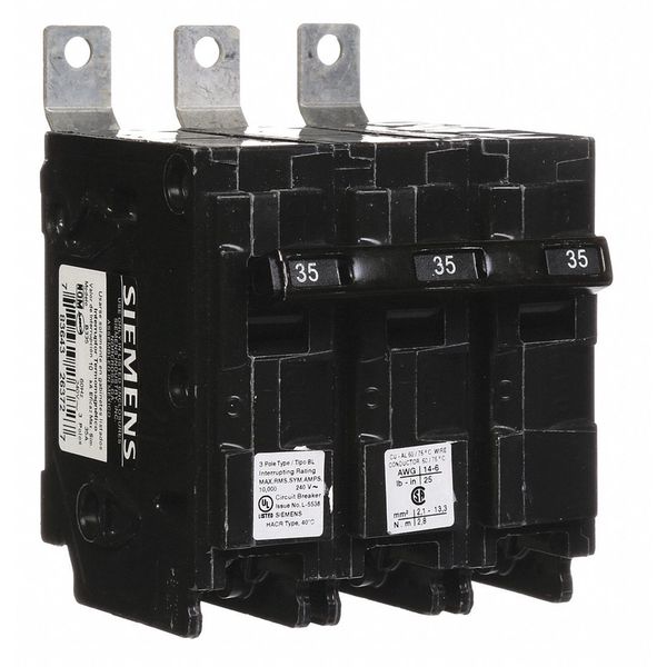 Miniature Circuit Breaker, 35 A, 240V AC, 3 Pole, Bolt On Mounting Style, BL Series