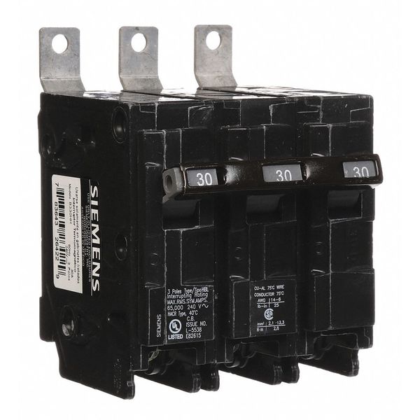 Miniature Circuit Breaker, 30 A, 240V AC, 3 Pole, Bolt On Mounting Style, BL Series