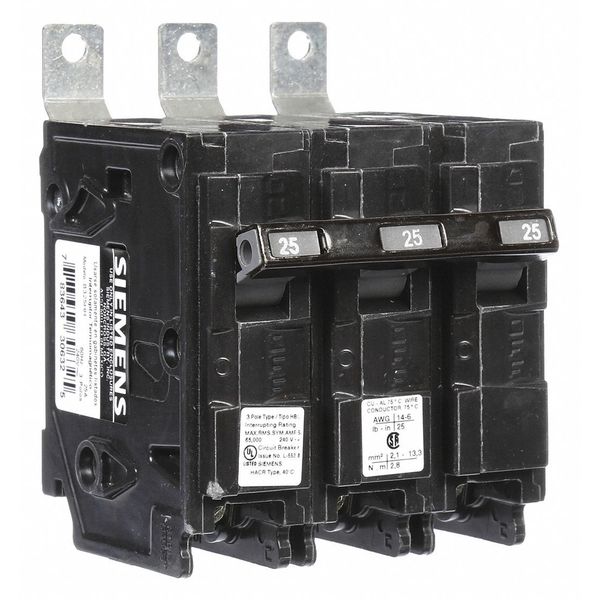 Miniature Circuit Breaker, 25 A, 240V AC, 3 Pole, Bolt On Mounting Style, BL Series