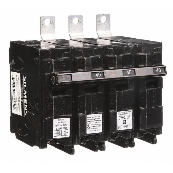 Miniature Circuit Breaker, 40 A, 120/240V AC, 3 Pole, Bolt On Mounting Style, BL Series