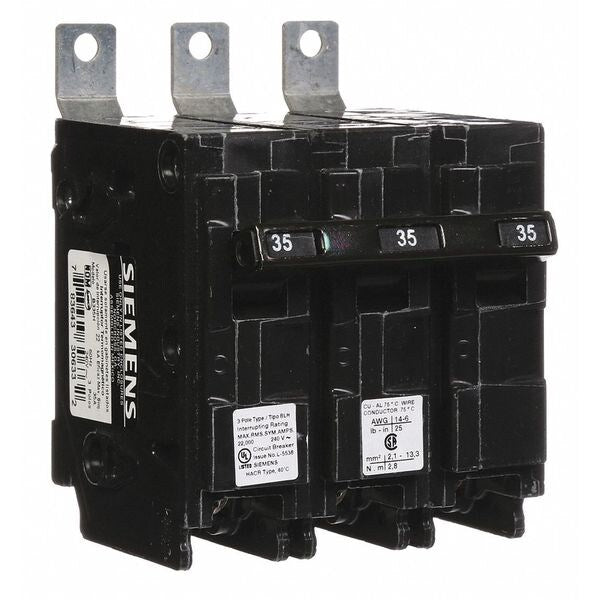 Miniature Circuit Breaker, 35 A, 240V AC, 3 Pole, Bolt On Mounting Style, BL Series