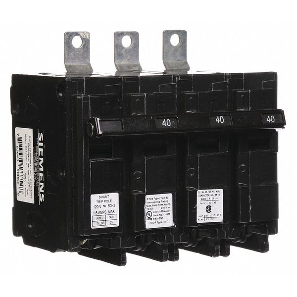 Miniature Circuit Breaker, 40 A, 120/240V AC, 3 Pole, Bolt On Mounting Style, BL Series